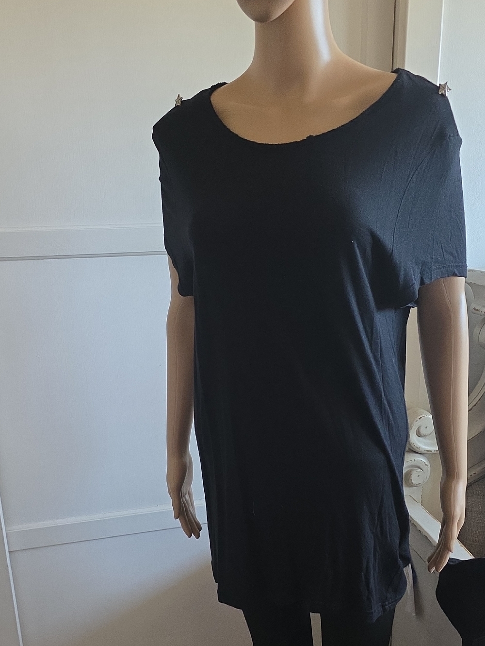 Zadig & Voltaire Black Short-Sleeve Scoop Neck Tee
